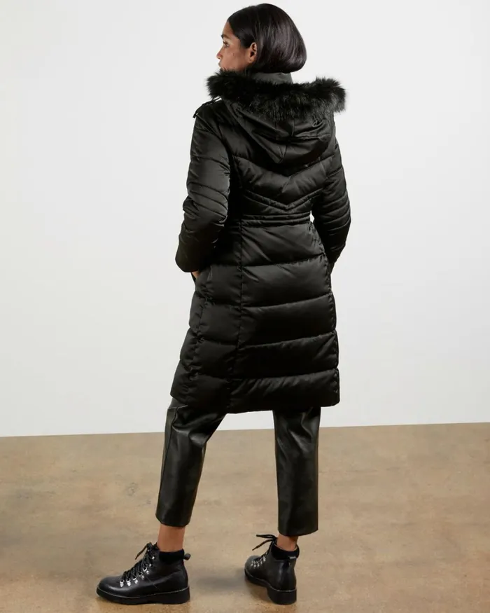 Long Belted Padded Coat Black Women Ted Baker Coats and Jackets Long Belted Padded Coat Black Women Ted Baker Coats and Jackets