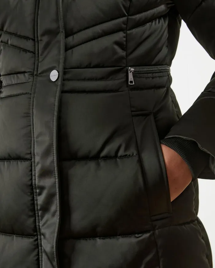 Long Belted Padded Coat Black Women Ted Baker Coats and Jackets Long Belted Padded Coat Black Women Ted Baker Coats and Jackets