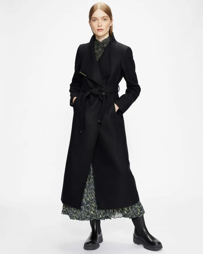 Long Length Wool Wrap Coat Black Women Ted Baker Clothing Long Length Wool Wrap Coat Black Women Ted Baker Clothing