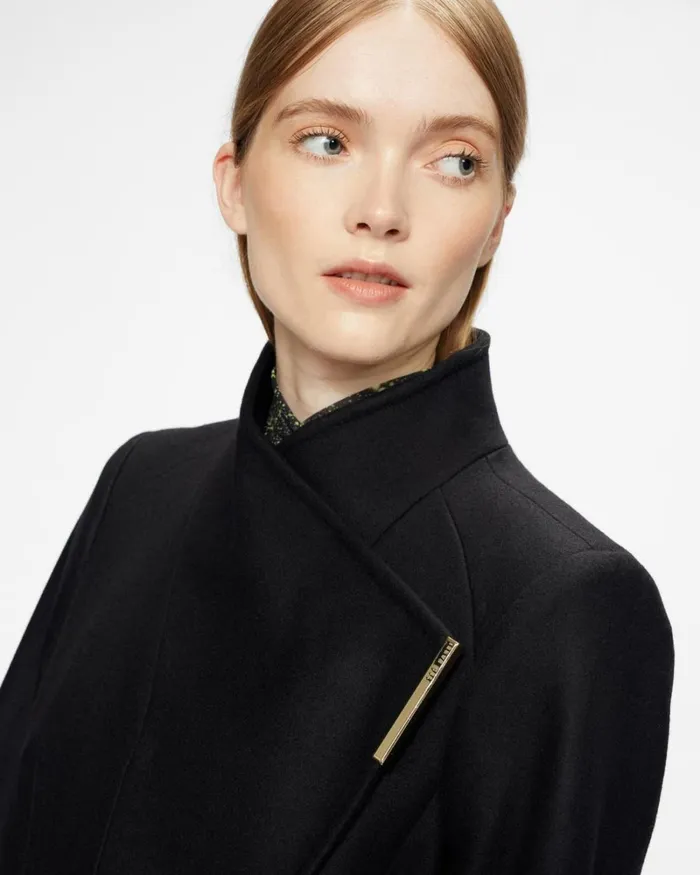 Long Length Wool Wrap Coat Black Women Ted Baker Clothing Long Length Wool Wrap Coat Black Women Ted Baker Clothing