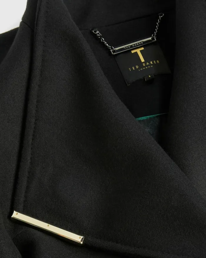 Long Length Wool Wrap Coat Black Women Ted Baker Clothing Long Length Wool Wrap Coat Black Women Ted Baker Clothing