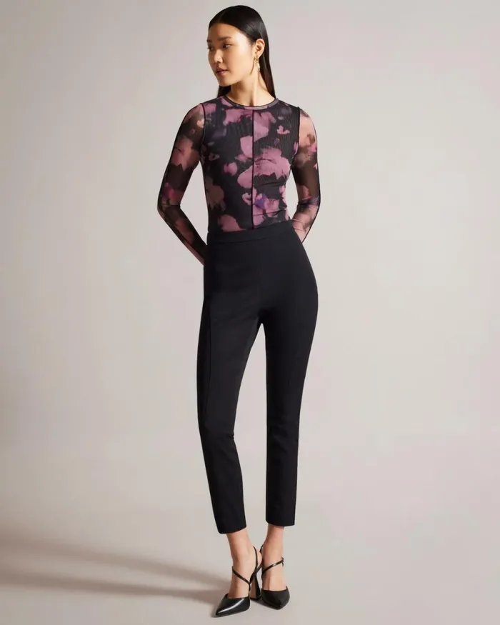 Long Sleeve Abstract Print Mesh Top Black Women Ted Baker Clothing Long Sleeve Abstract Print Mesh Top Black Women Ted Baker Clothing