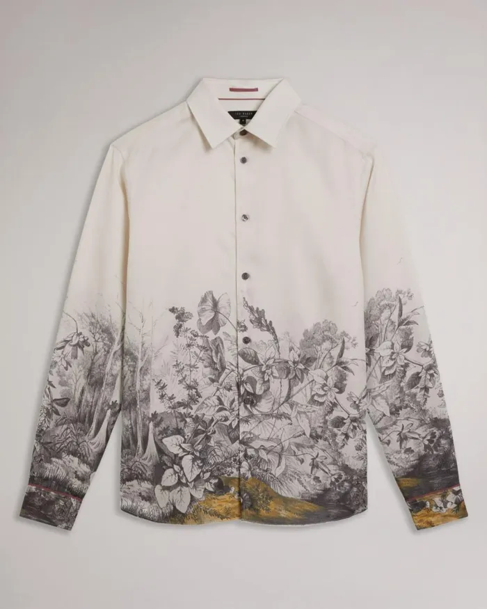 Long Sleeve Botanical Border Shirt Natural Men Ted Baker Clothing