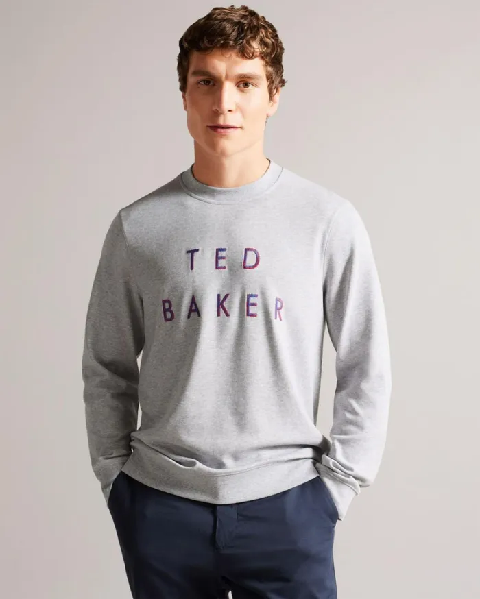 Long Sleeve Branded Jumper Gray Marl Men Ted Baker Sweatshirts and Hoodies Long Sleeve Branded Jumper Gray Marl Men Ted Baker Sweatshirts and Hoodies
