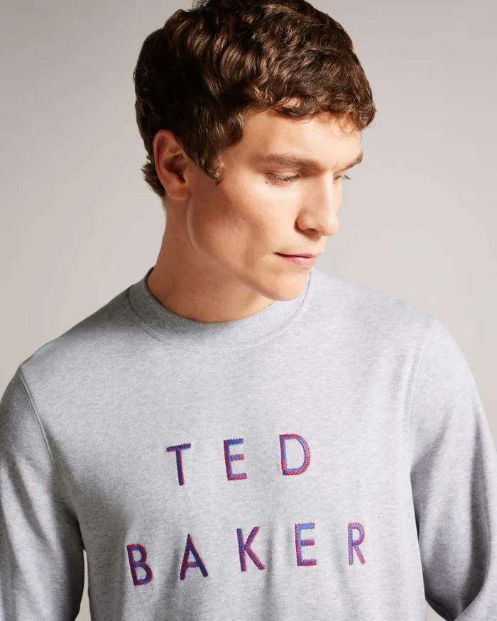 Long Sleeve Branded Jumper Gray Marl Men Ted Baker Sweatshirts and Hoodies Long Sleeve Branded Jumper Gray Marl Men Ted Baker Sweatshirts and Hoodies