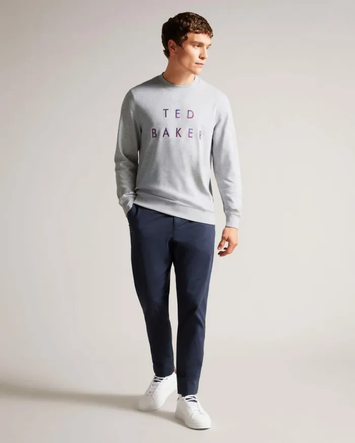 Long Sleeve Branded Jumper Gray Marl Men Ted Baker Sweatshirts and Hoodies Long Sleeve Branded Jumper Gray Marl Men Ted Baker Sweatshirts and Hoodies