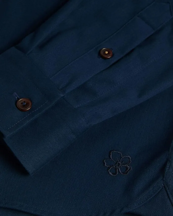 Long Sleeve Brushed Twill Overshirt Navy Men Ted Baker Clothing