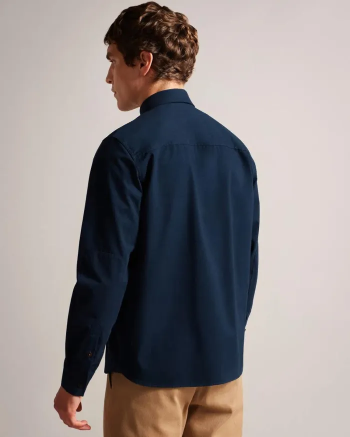 Long Sleeve Brushed Twill Overshirt Navy Men Ted Baker Clothing