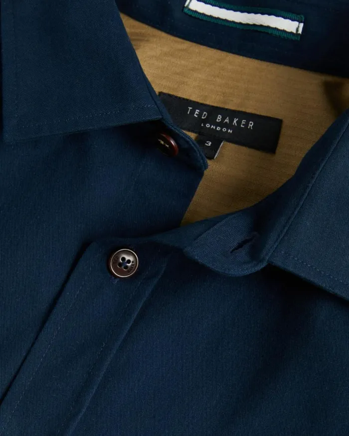 Long Sleeve Brushed Twill Overshirt Navy Men Ted Baker Clothing