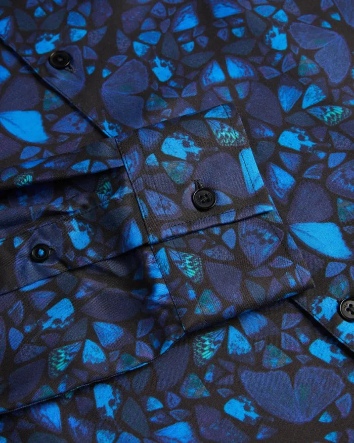 Long Sleeve Butterfly Print Shirt Blue Men Ted Baker Clothing