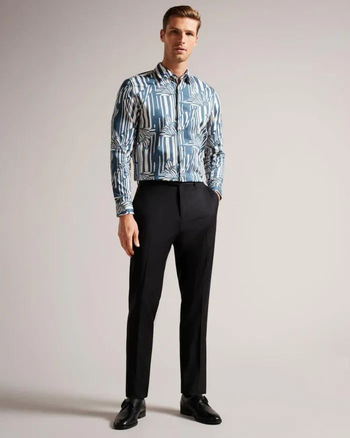 Long Sleeve Butterfly Stripe Print Shirt Blue Men Ted Baker Clothing Long Sleeve Butterfly Stripe Print Shirt Blue Men Ted Baker Clothing