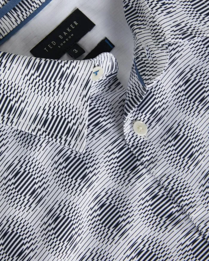 Long Sleeve Circle Geo Shirt White Men Ted Baker Clothing Long Sleeve Circle Geo Shirt White Men Ted Baker Clothing
