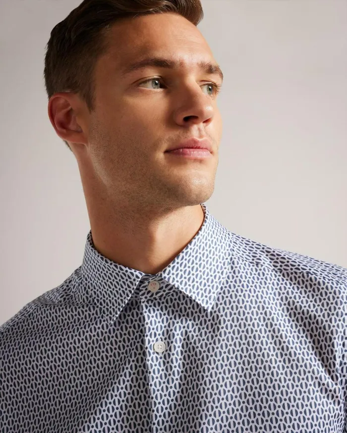 Long Sleeve Circle Geometric Print Shirt Light Blue Men Ted Baker Clothing Long Sleeve Circle Geometric Print Shirt Light Blue Men Ted Baker Clothing