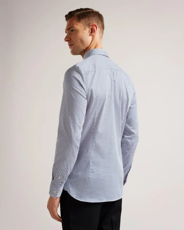 Long Sleeve Circle Geometric Print Shirt Light Blue Men Ted Baker Clothing Long Sleeve Circle Geometric Print Shirt Light Blue Men Ted Baker Clothing
