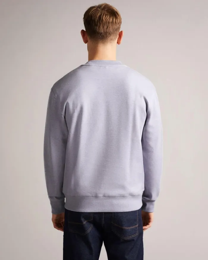 Long Sleeve Embroidered Flower Sweatshirt Light Purple Men Ted Baker Clothing Long Sleeve Embroidered Flower Sweatshirt Light Purple Men Ted Baker Clothing