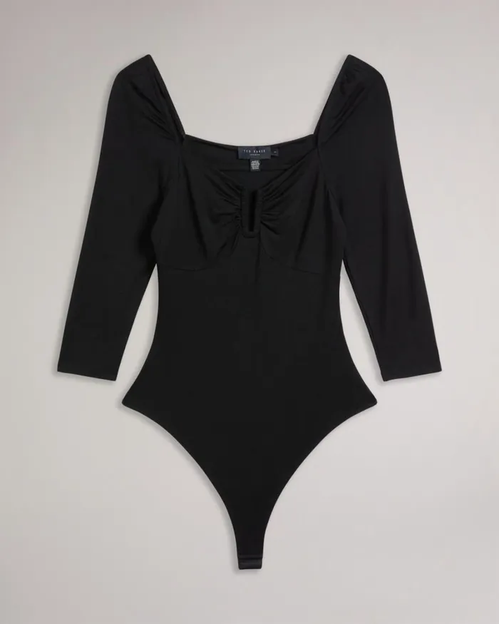 Long Sleeve Fitted Bodysuit Black Women Ted Baker Tops and TShirts