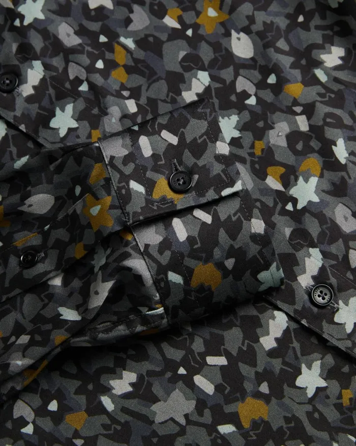 Long Sleeve Floral Print Shirt Gray Men Ted Baker Clothing Long Sleeve Floral Print Shirt Gray Men Ted Baker Clothing