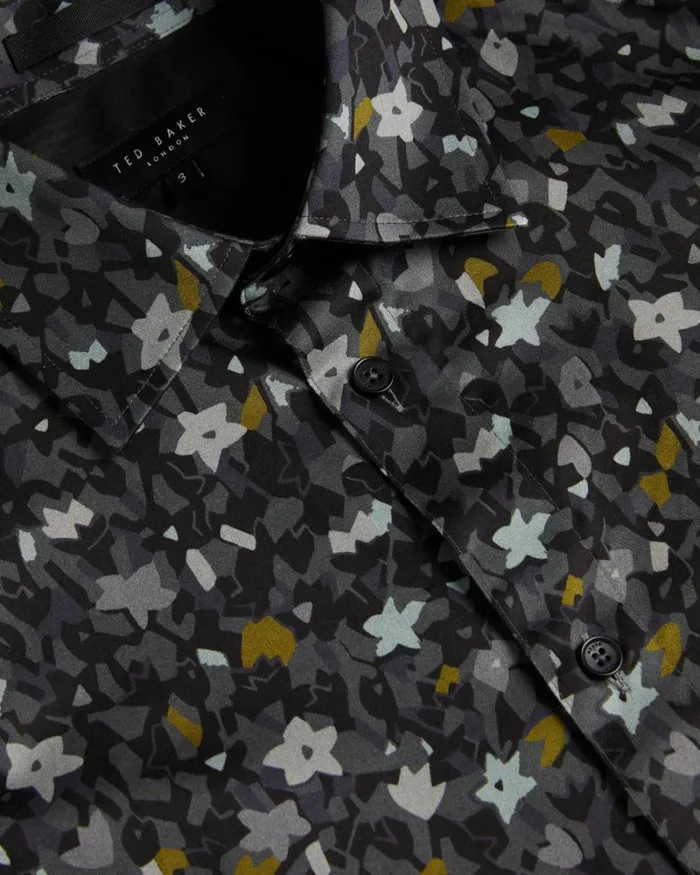 Long Sleeve Floral Print Shirt Gray Men Ted Baker Clothing Long Sleeve Floral Print Shirt Gray Men Ted Baker Clothing
