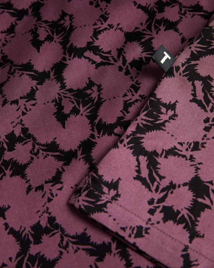 Long Sleeve Floral Print Shirt Maroon Men Ted Baker Clothing Long Sleeve Floral Print Shirt Maroon Men Ted Baker Clothing