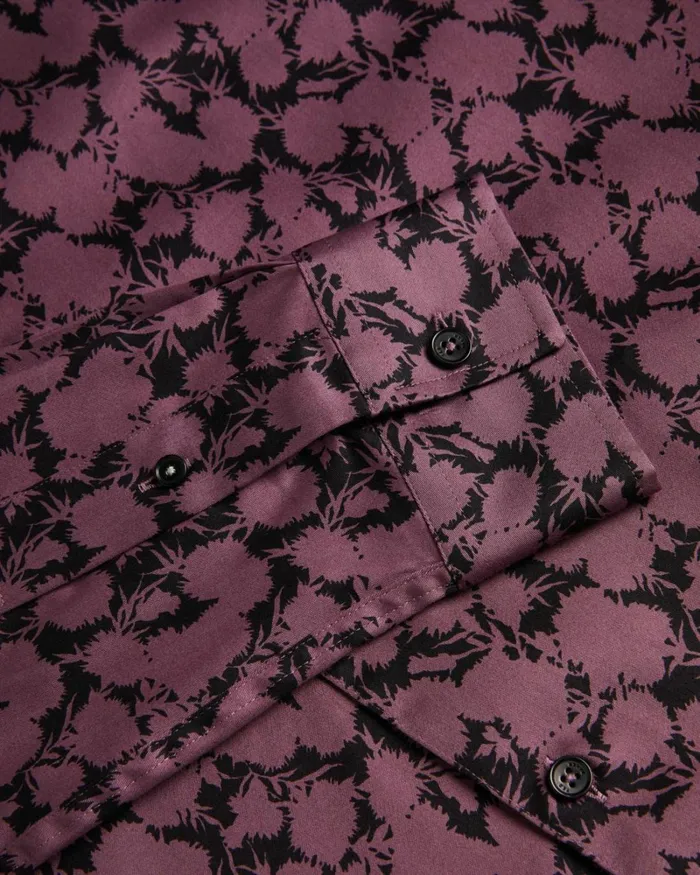 Long Sleeve Floral Print Shirt Maroon Men Ted Baker Clothing Long Sleeve Floral Print Shirt Maroon Men Ted Baker Clothing