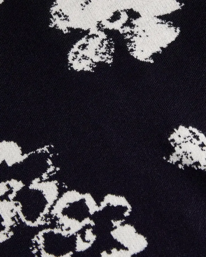 Long Sleeve Flower Graphic Crew Neck Tee Dark Navy Men Ted Baker Clothing