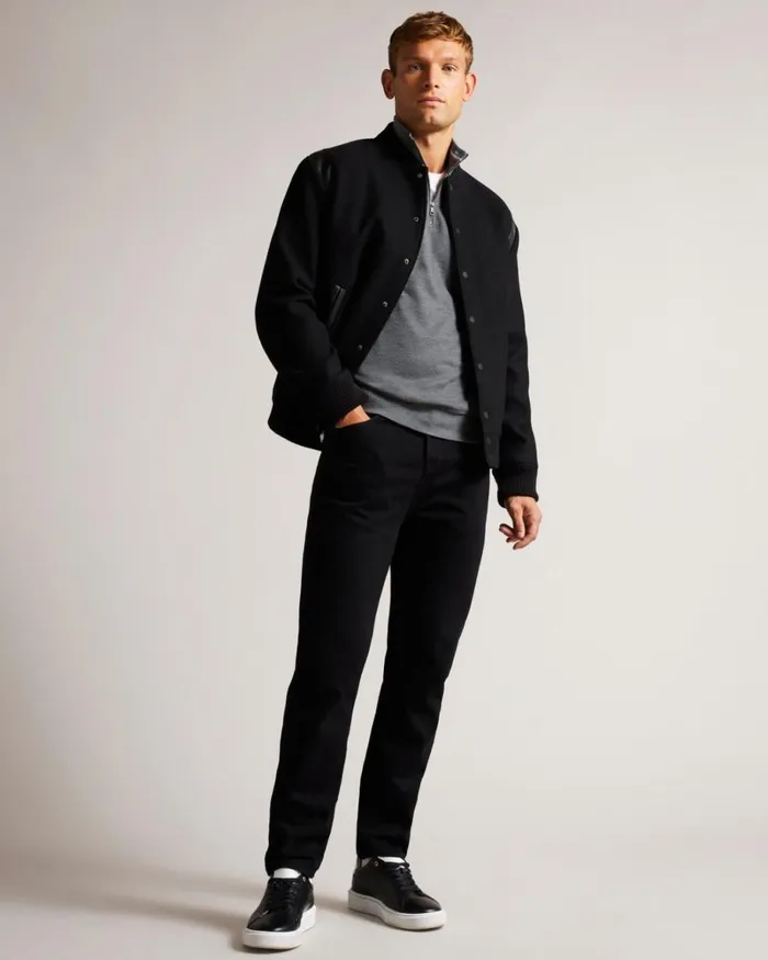 Long Sleeve Funnel Neck Jumper Gray Marl Men Ted Baker Clothing Long Sleeve Funnel Neck Jumper Gray Marl Men Ted Baker Clothing