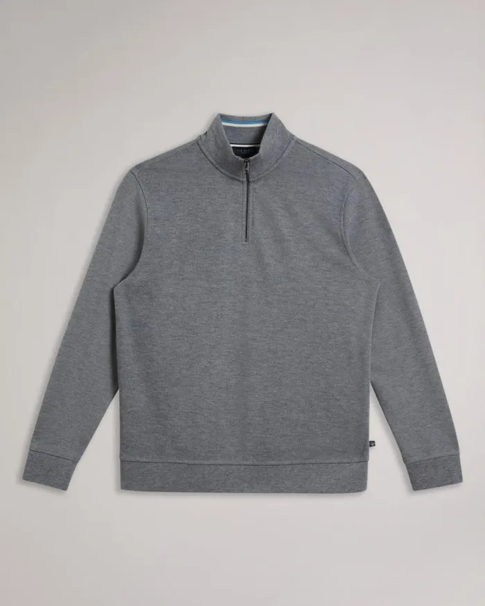 Long Sleeve Funnel Neck Jumper Gray Marl Men Ted Baker Clothing Long Sleeve Funnel Neck Jumper Gray Marl Men Ted Baker Clothing