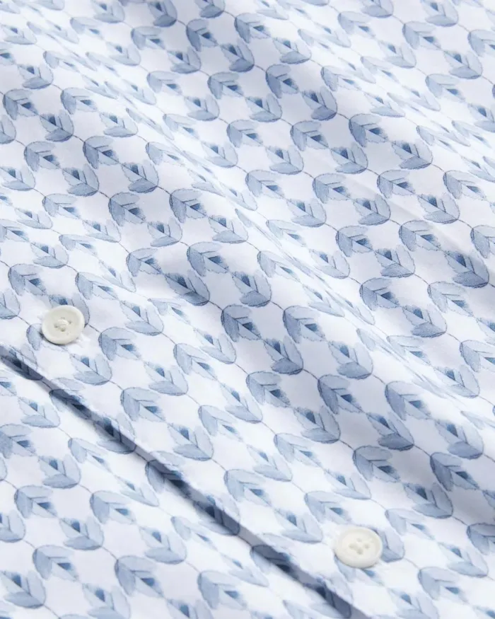 Long Sleeve Geometric Leaf Print Shirt Pale Blue Men Ted Baker Clothing Long Sleeve Geometric Leaf Print Shirt Pale Blue Men Ted Baker Clothing