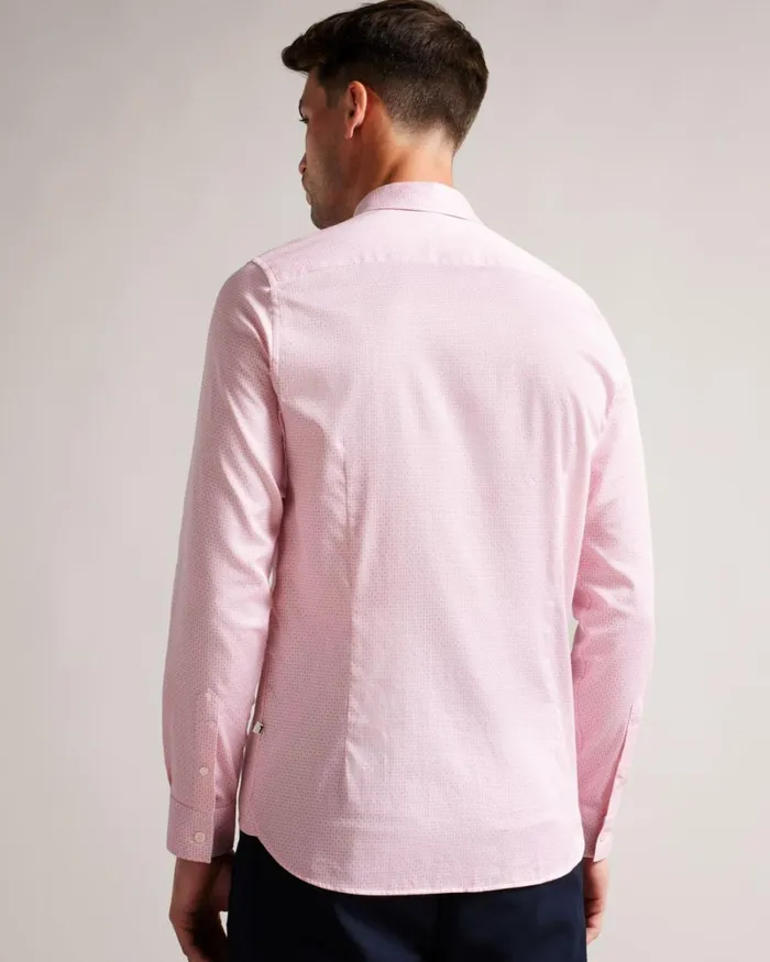 Long Sleeve Geometric Print Shirt Pale Pink Men Ted Baker Clothing Long Sleeve Geometric Print Shirt Pale Pink Men Ted Baker Clothing