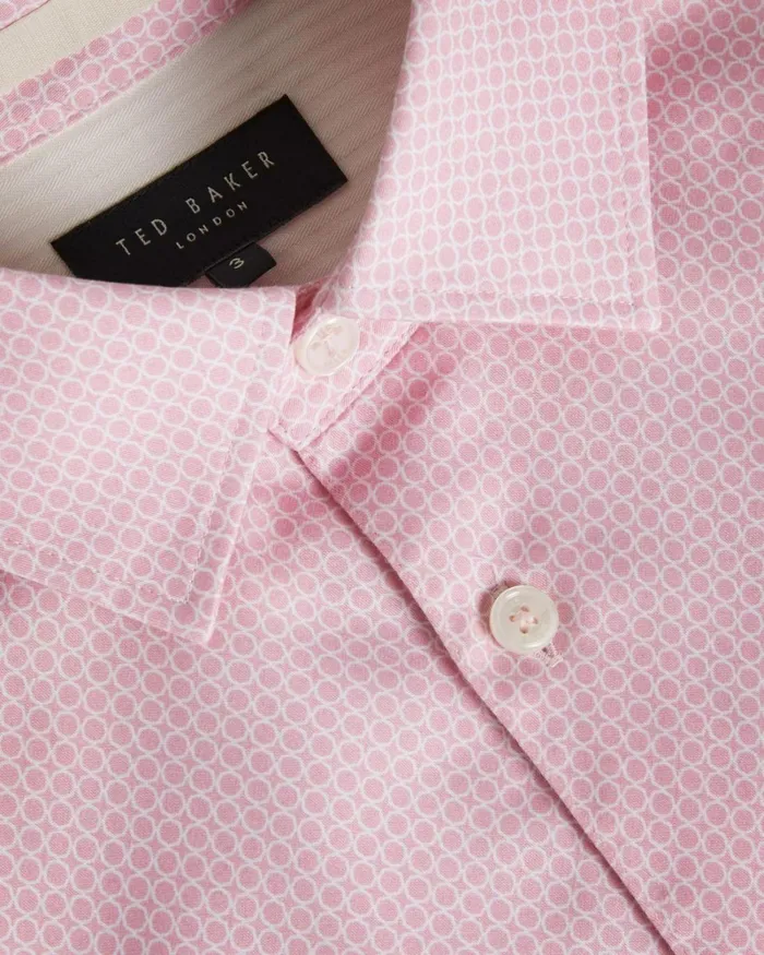 Long Sleeve Geometric Print Shirt Pale Pink Men Ted Baker Clothing Long Sleeve Geometric Print Shirt Pale Pink Men Ted Baker Clothing
