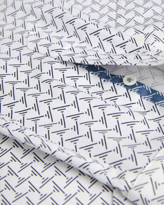 Long Sleeve Geometric Print Shirt White Men Ted Baker Clothing Long Sleeve Geometric Print Shirt White Men Ted Baker Clothing