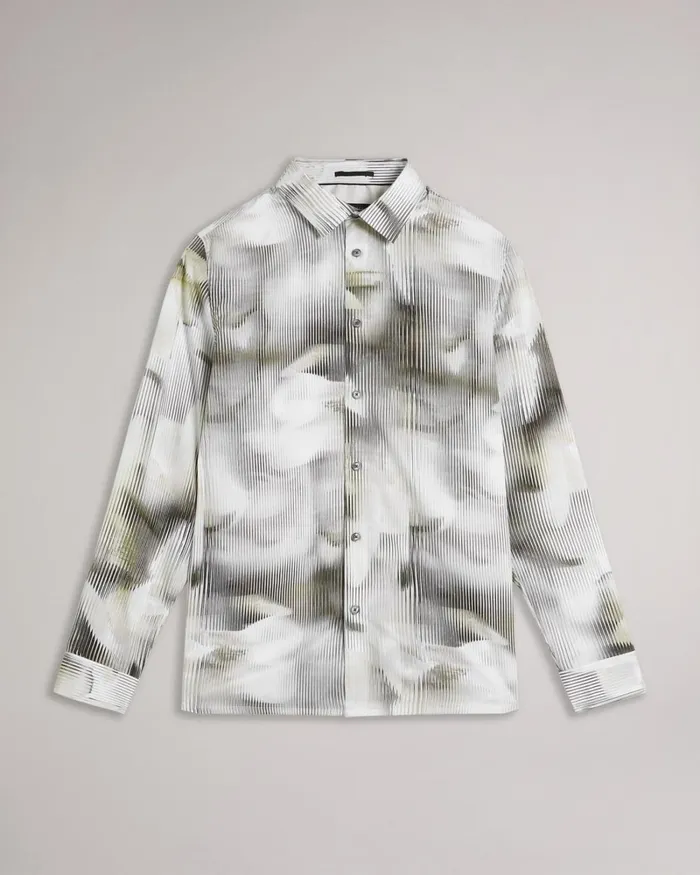 Long Sleeve Glitched Floral Shirt Multicolor Men Ted Baker Clothing