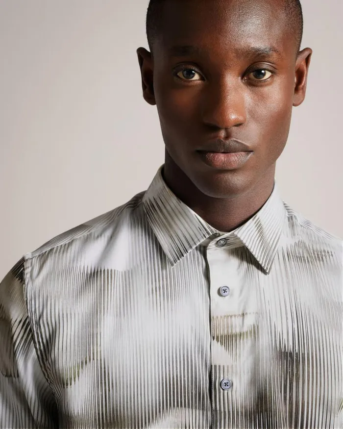 Long Sleeve Glitched Floral Shirt Multicolor Men Ted Baker Clothing