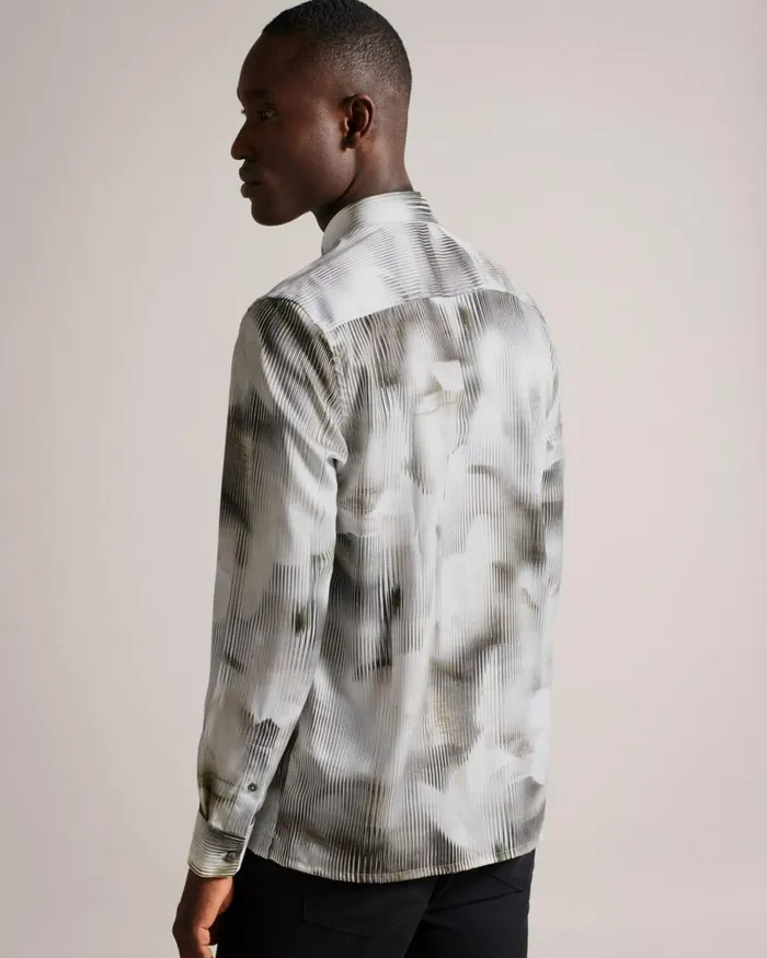 Long Sleeve Glitched Floral Shirt Multicolor Men Ted Baker Clothing