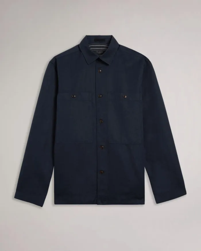 Long Sleeve Harrington Shacket Navy Men Ted Baker Clothing