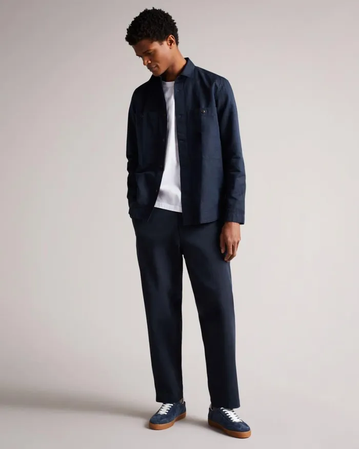 Long Sleeve Harrington Shacket Navy Men Ted Baker Clothing Long Sleeve Harrington Shacket Navy Men Ted Baker Clothing
