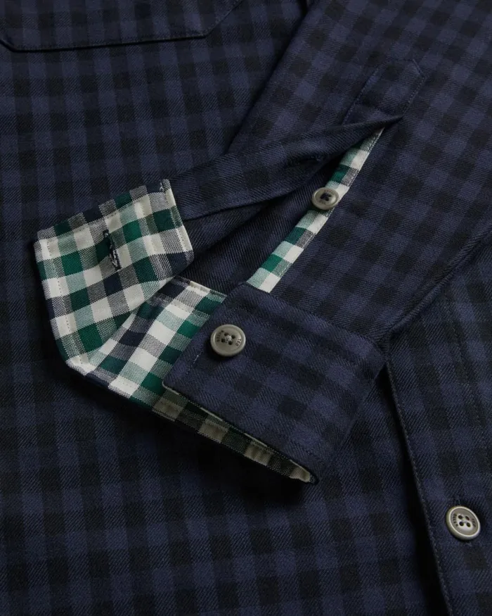 Long Sleeve House Check Overshirt Navy Men Ted Baker Clothing Long Sleeve House Check Overshirt Navy Men Ted Baker Clothing