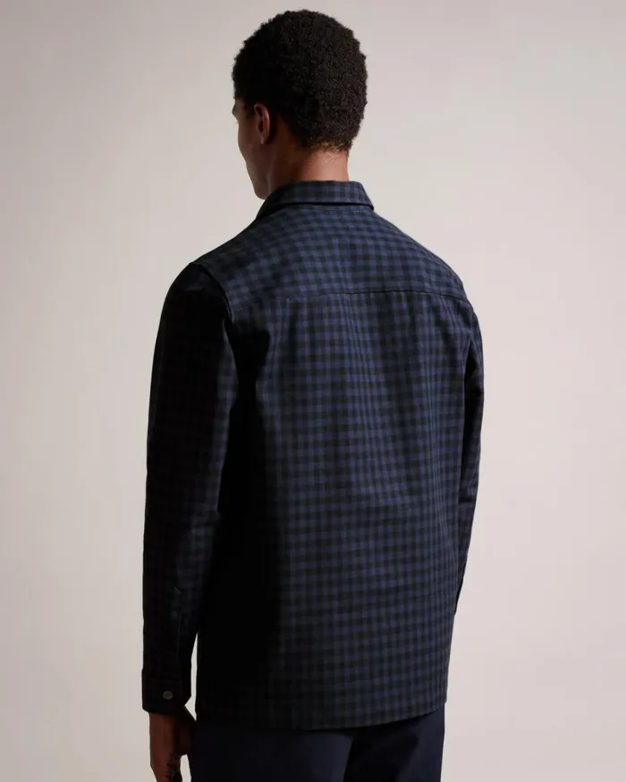 Long Sleeve House Check Overshirt Navy Men Ted Baker Clothing Long Sleeve House Check Overshirt Navy Men Ted Baker Clothing