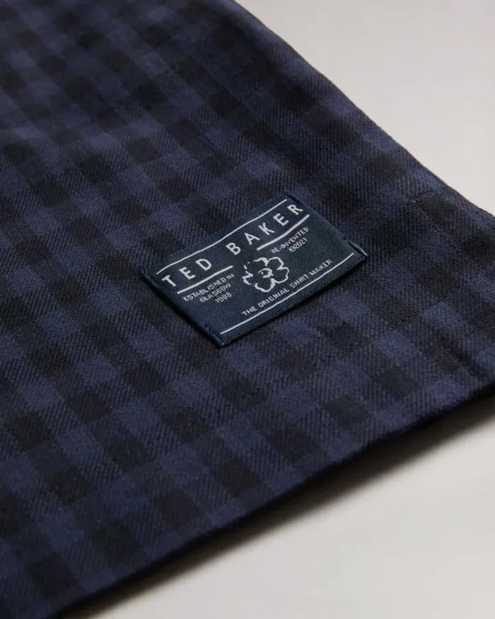 Long Sleeve House Check Overshirt Navy Men Ted Baker Clothing Long Sleeve House Check Overshirt Navy Men Ted Baker Clothing