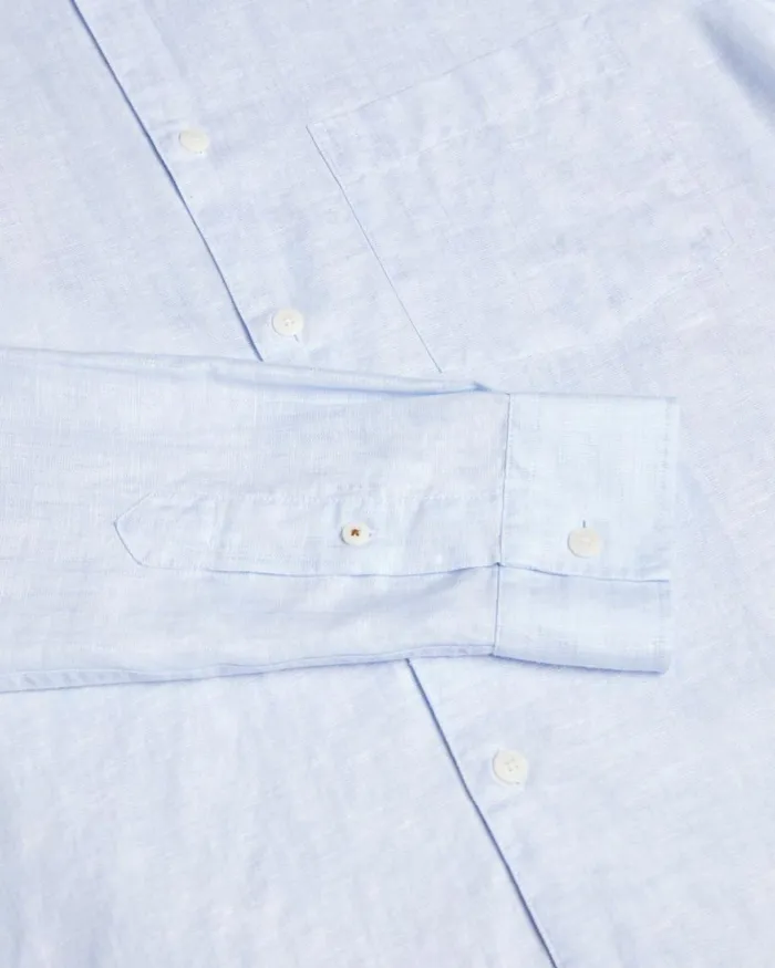 Long Sleeve Linen Blend Shirt Light Blue Men Ted Baker Clothing Long Sleeve Linen Blend Shirt Light Blue Men Ted Baker Clothing