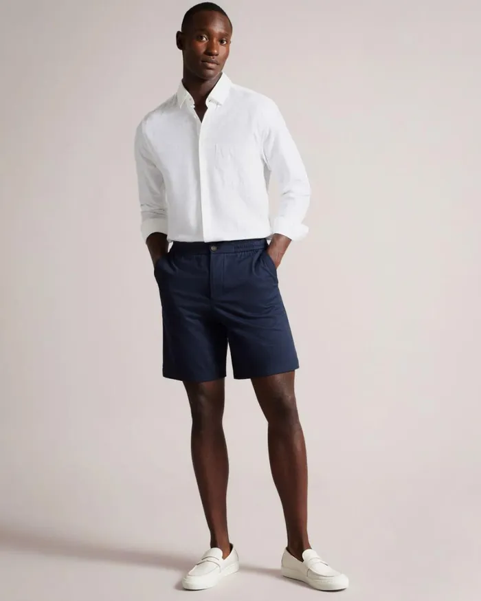 Long Sleeve Linen Blend Shirt White Men Ted Baker Clothing Long Sleeve Linen Blend Shirt White Men Ted Baker Clothing