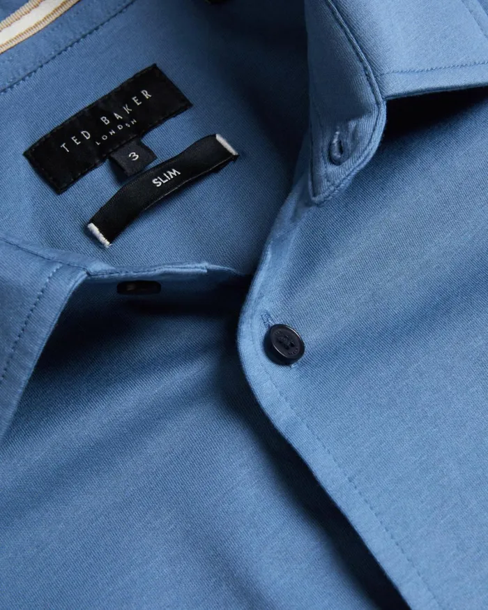 Long Sleeve Lustrous Jersey Shirt Medium Blue Men Ted Baker Clothing Long Sleeve Lustrous Jersey Shirt Medium Blue Men Ted Baker Clothing