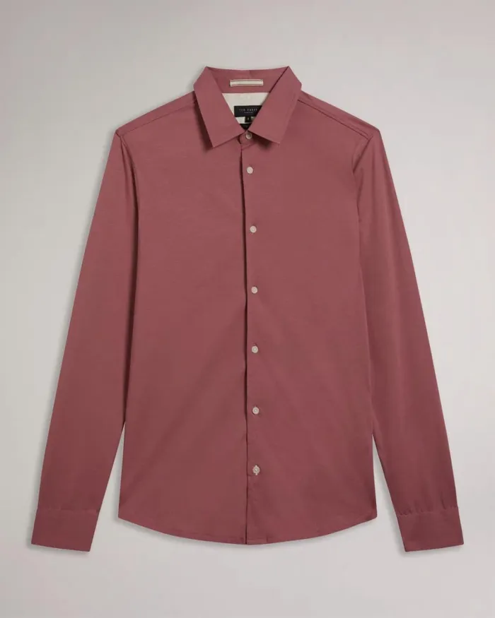Long Sleeve Lustrous Jersey Shirt Medium Pink Men Ted Baker Clothing