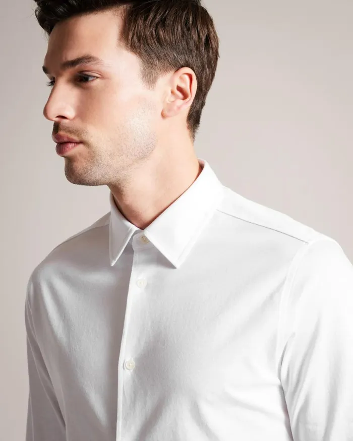 Long Sleeve Lustrous Jersey Shirt White Men Ted Baker Clothing Long Sleeve Lustrous Jersey Shirt White Men Ted Baker Clothing