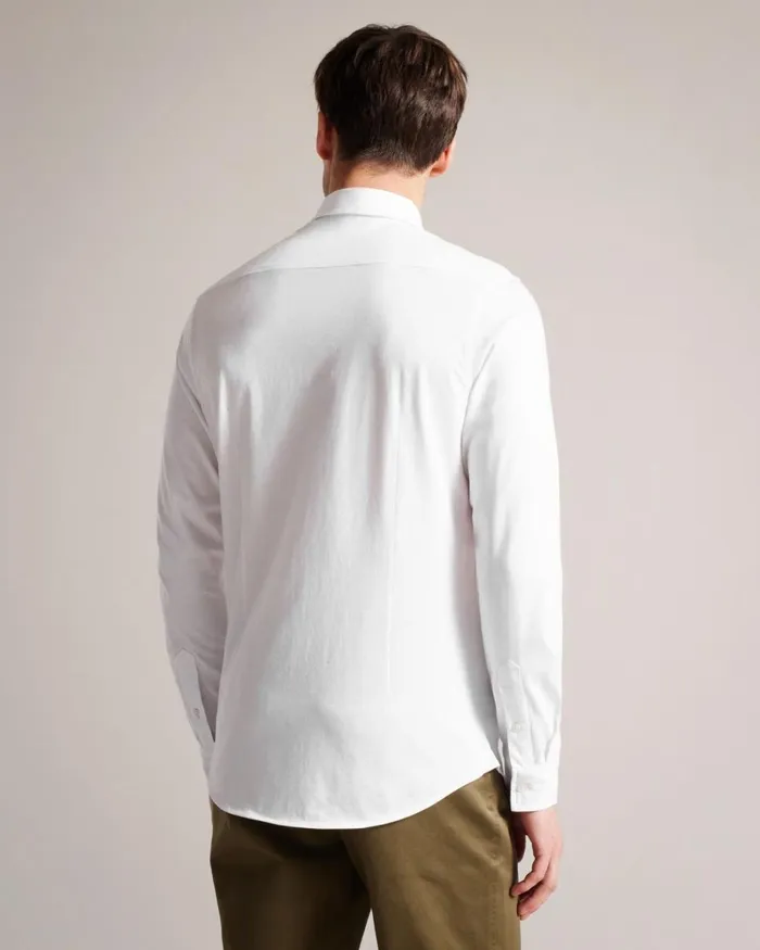 Long Sleeve Lustrous Jersey Shirt White Men Ted Baker Clothing Long Sleeve Lustrous Jersey Shirt White Men Ted Baker Clothing