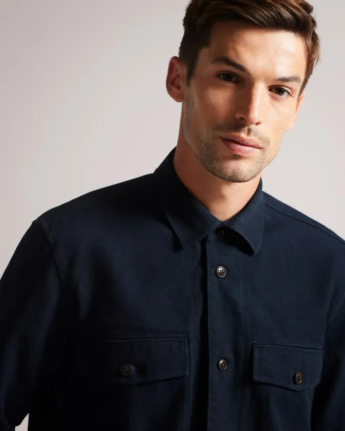 Long Sleeve Over Shirt Navy Men Ted Baker Coats and Jackets Long Sleeve Over Shirt Navy Men Ted Baker Coats and Jackets