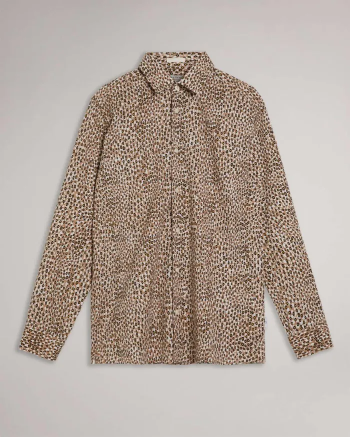 Long Sleeve Retro Dot Shirt Brown Men Ted Baker Clothing
