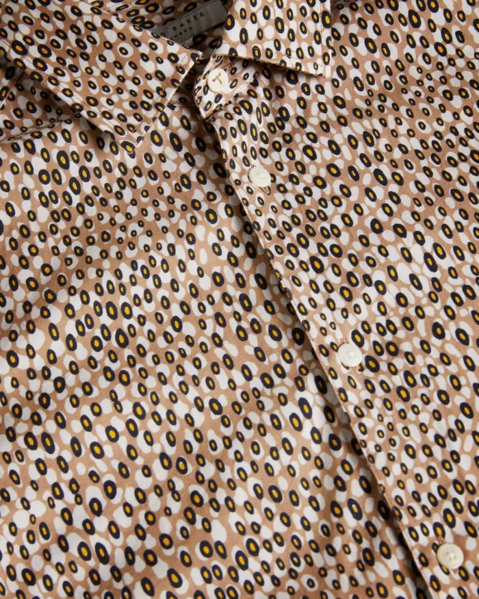 Long Sleeve Retro Dot Shirt Brown Men Ted Baker Clothing Long Sleeve Retro Dot Shirt Brown Men Ted Baker Clothing