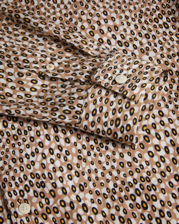 Long Sleeve Retro Dot Shirt Brown Men Ted Baker Clothing Long Sleeve Retro Dot Shirt Brown Men Ted Baker Clothing