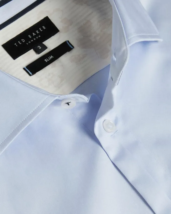 Long Sleeve Satin Stretch Shirt Light Blue Men Ted Baker Clothing Long Sleeve Satin Stretch Shirt Light Blue Men Ted Baker Clothing